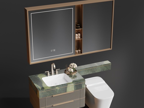 现代浴室柜盆su模型