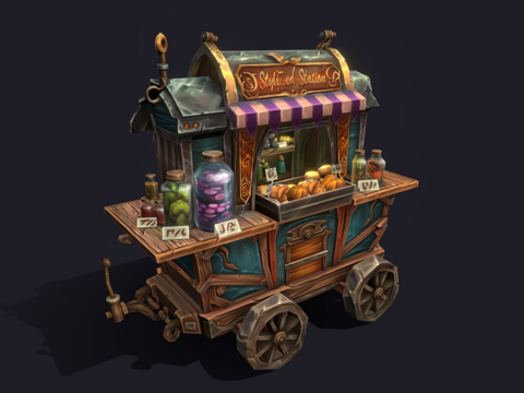  食品车-手绘课程模型3d模型 