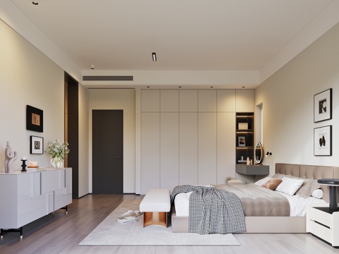  现代卧室3d模型 