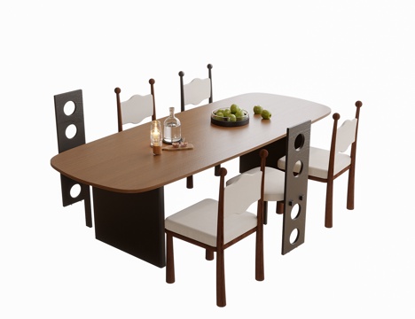 现代餐桌椅 餐椅su模型