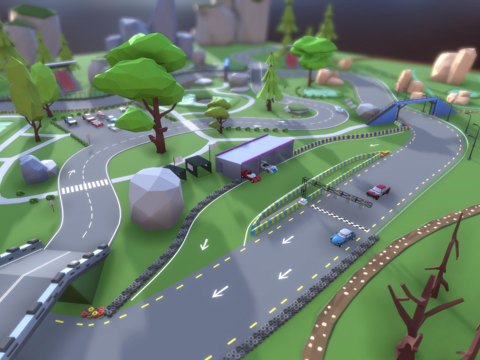  赛道上的赛车手3d模型 