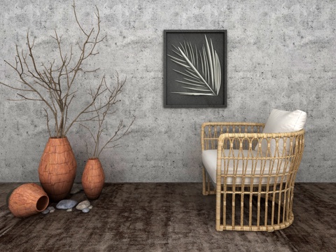  现代户外沙发 藤椅 阳台沙发3d模型 