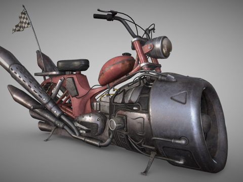  飞行摩托车-低多边形-游戏就绪3d模型 