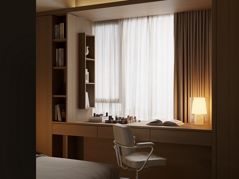 现代飘窗书桌柜su模型