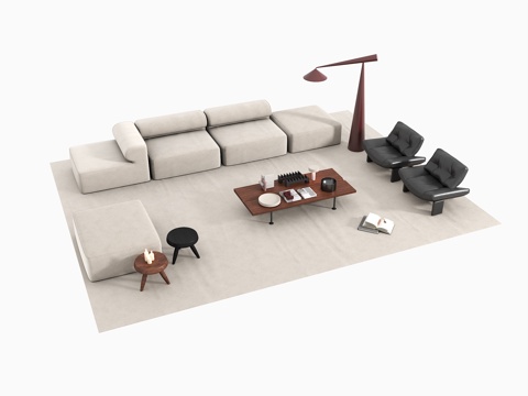  现代沙发茶几组合3d模型 