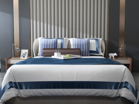  现代床具组合3d模型 