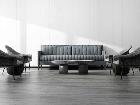  现代沙发茶几组合背景墙3d模型 