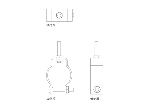 电瓶夹 鳄鱼夹 电线夹 电源夹 接线夹cad施工图