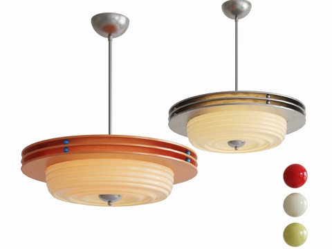  包豪斯中古吊灯 多巴胺吊灯3d模型 