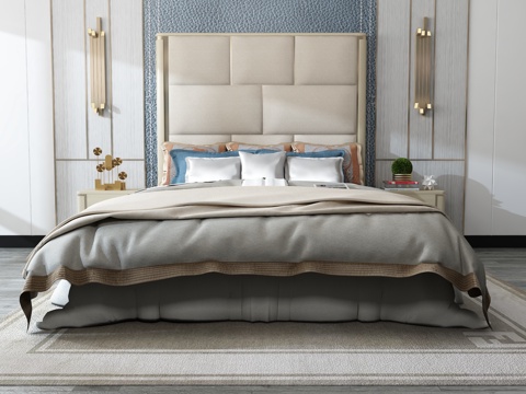  现代床具组合3d模型 