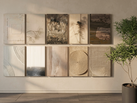 侘寂挂画 装饰画 墙饰挂件 挂画组合su模型