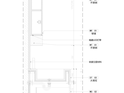 样板间洗手台节点cad施工图