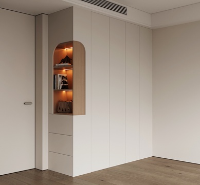  现代定制衣柜 弧形转角衣柜 平开门衣柜3d模型 