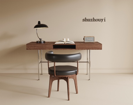 现代书桌椅 书桌 书椅su模型