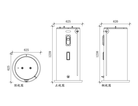 立式热水器 竖装热水器 立式电热水器 竖式储水热水器cad施工图