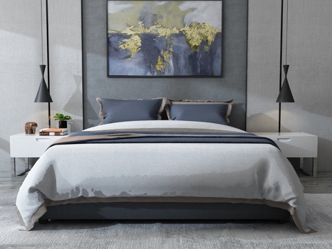  现代床具组合3d模型 