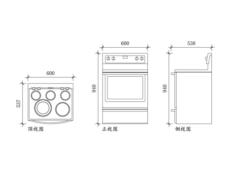 电磁炉 电陶炉 电热灶 电灶台 嵌入式电炉cad施工图