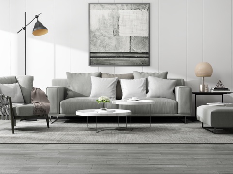  现代茶几组合3d模型 