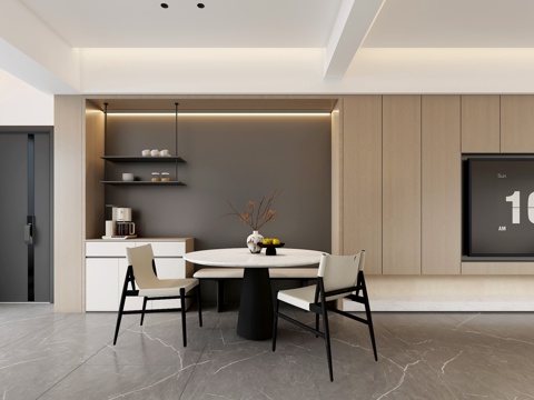  现代家居餐厅卡座3d模型 