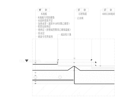 卧室卫生间过门石节点cad施工图
