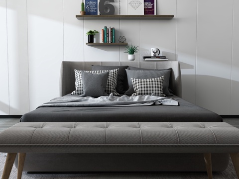  现代床具组合3d模型 