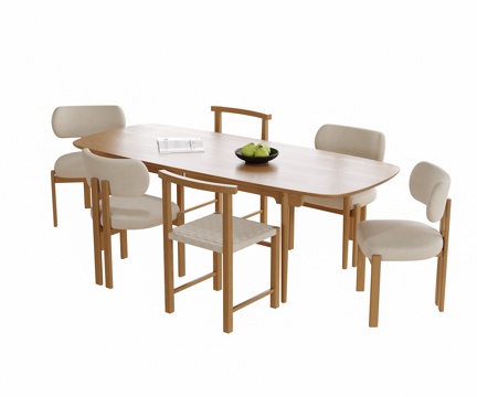 现代餐桌椅 餐椅 餐桌su模型