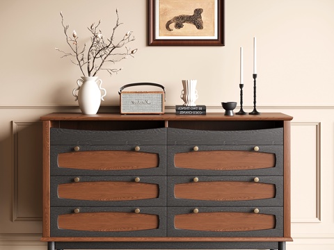 中古斗柜 储物柜 复古收纳柜 玄关柜 边柜su模型