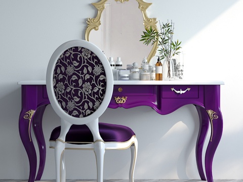  欧式 梳妆台 摆件组合3d模型 