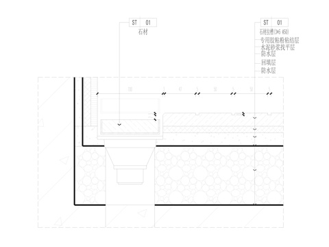 隐形地漏（石材）节点cad施工图