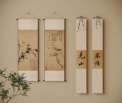 新中式挂画su模型