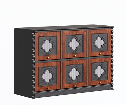  法式复古储物柜 斗柜 电视柜模块 置物收纳柜 落地书架3d模型 