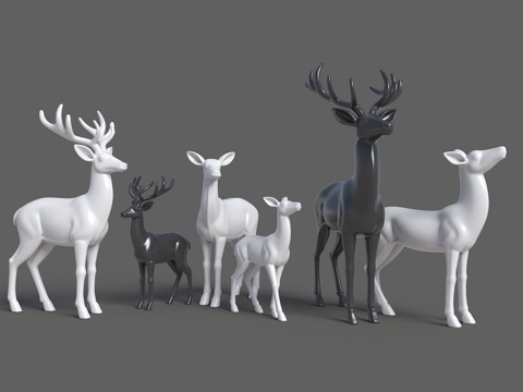 鹿雕塑 鹿 小品鹿 景观鹿 动物雕塑 景观鹿雕塑su模型
