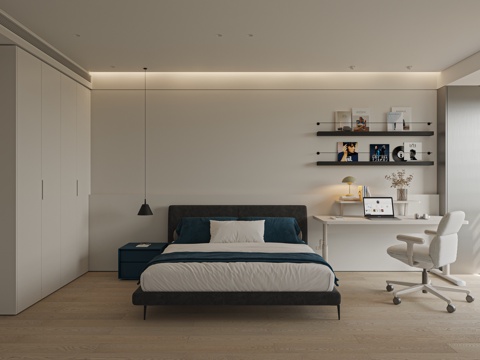  现代极简卧室3d模型 