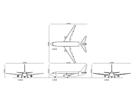 七三七 小短腿 波音 737 客机 波音 737 窄体机cad施工图