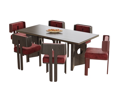 现代餐桌椅 餐椅su模型