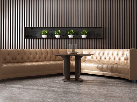  沙发茶几组合 背景墙3d模型 