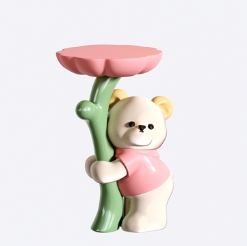  奶油风边几 捧花熊边几 小茶几 雕塑3d模型 