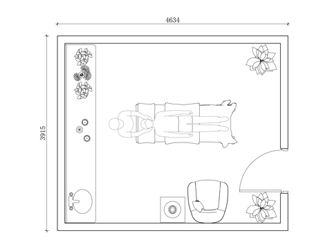 理疗室 推拿室 按摩理疗房 理疗按摩间 康复按摩室cad施工图