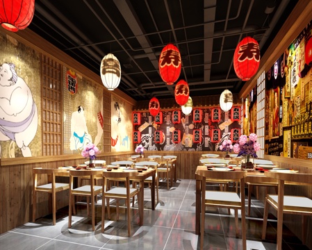  日式餐厅 快餐店 烤肉店3d模型 