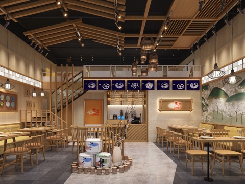  日式料理店 日式餐厅 饭店 火锅店3d模型 