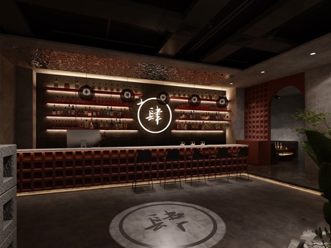 特色小酒馆最新全套 效果图 施工图设计cad施工图