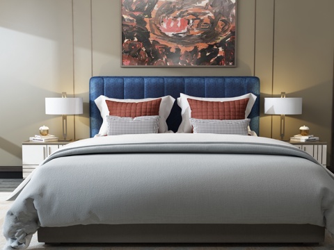  现代床具组合3d模型 