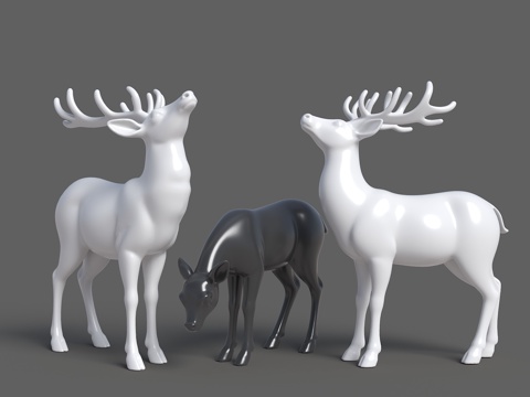 鹿雕塑 鹿 小品鹿 景观鹿 动物雕塑 景观鹿雕塑su模型