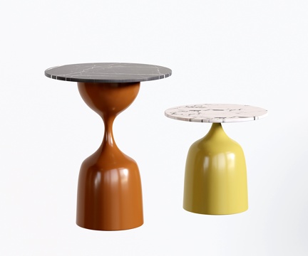  奶油风创意边几 极简小茶几 圆形边几3d模型 