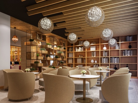  工业风书吧 休息区  教工之家 职工之家3d模型 