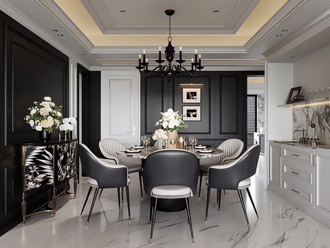  法式餐厅3d模型 