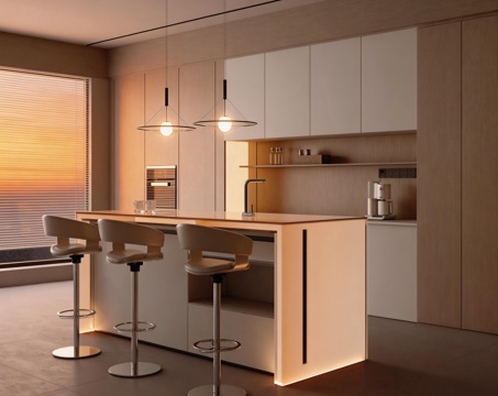  岛台餐厅 吧台吧椅 开放式餐厅3d模型 