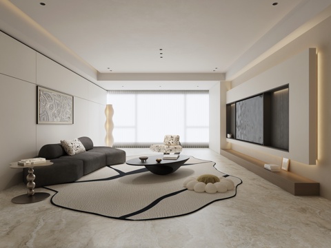  现代客厅3d模型 