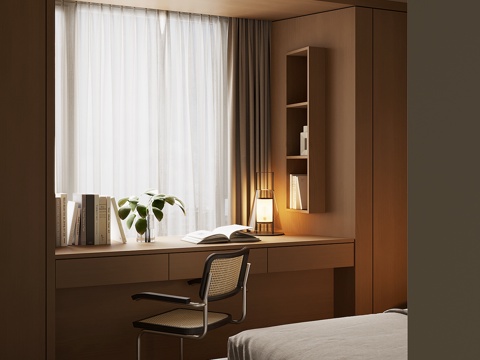  现代飘窗书桌柜免费3d模型 