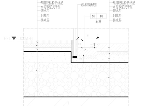 淋浴房地面节点cad施工图